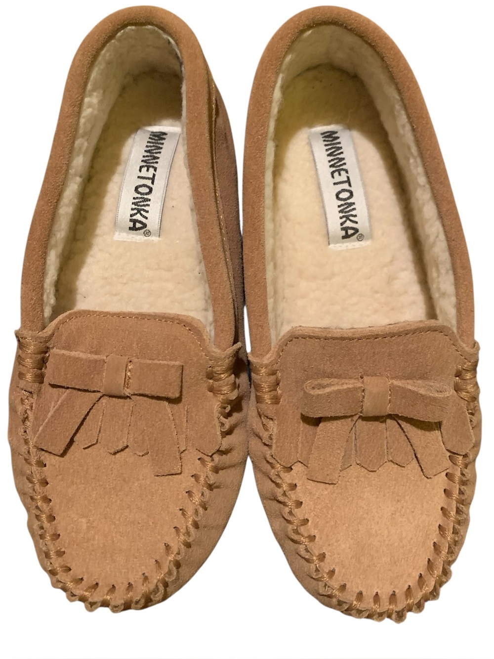 Women Tan Minnetonka Women's Cally Slipper  Sz.6